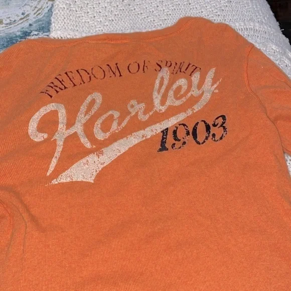 Harley Davidson orange knit top size large - Picture 9 of 11